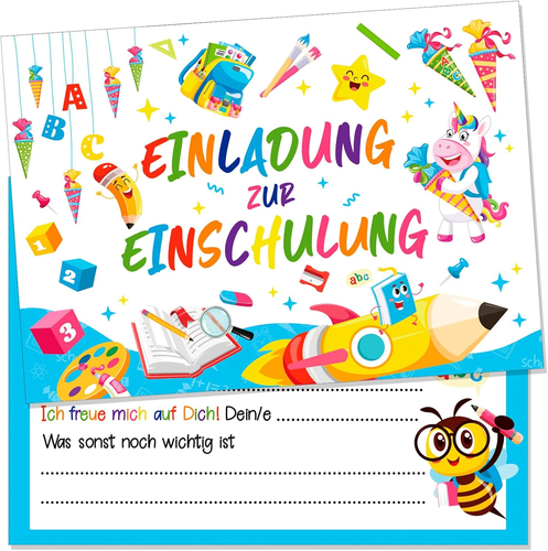 Einschulung Einladungskarten Einladung Schulanfang Einhorn Einladungskarten Einl