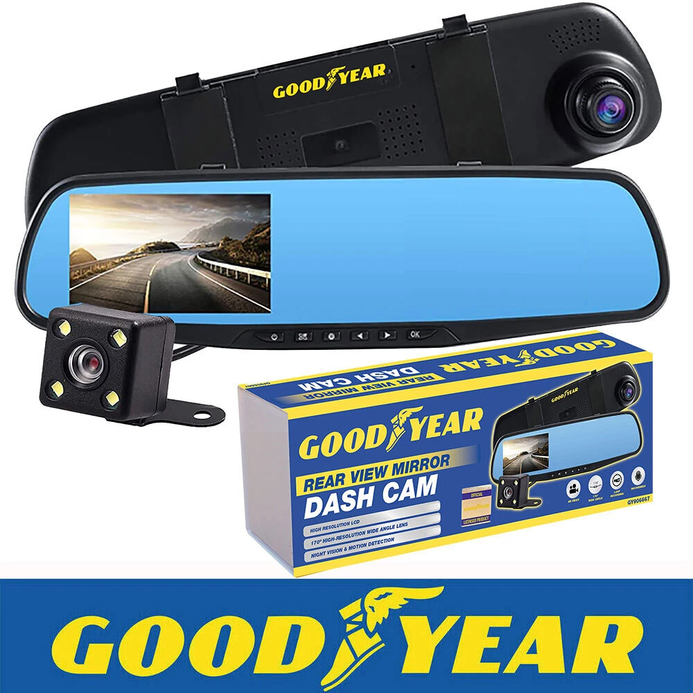 Goodyear HD Mirror Dash Cam Car DVR Video Recorder with Front and