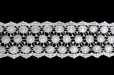 Unotrim 3.5" White Venice Giupure Lace Ribbon Trim Double Scallop Edge By yard