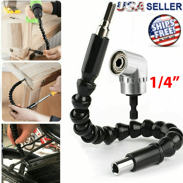 12/" Right Angle Drill Adapter Flexible Shaft Extension Bits /& Screwdriver Hold