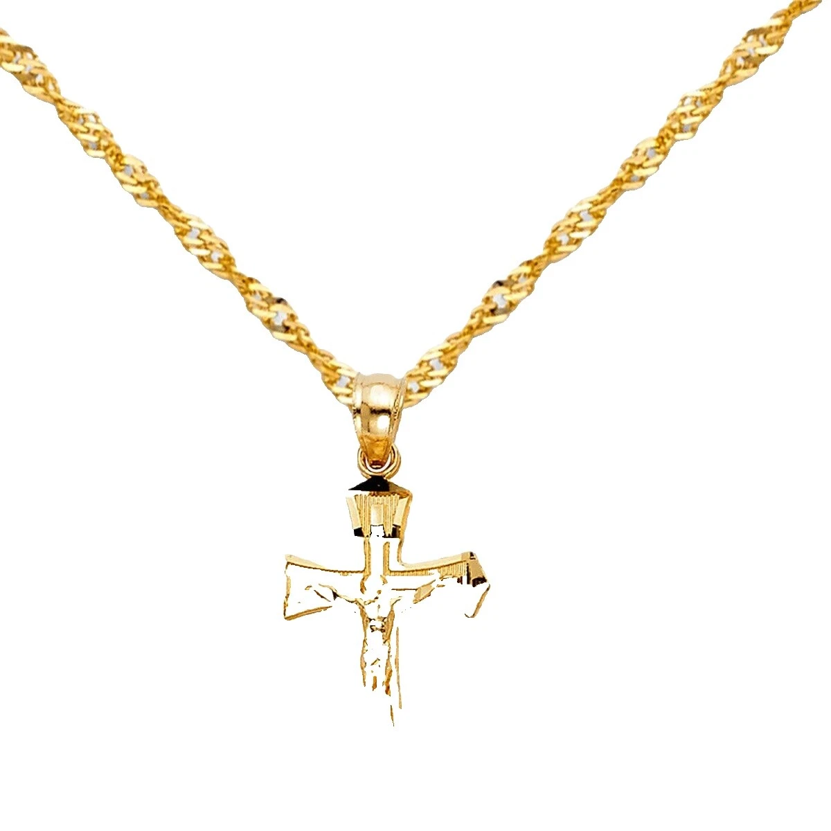 Oro amarillo Cadena Collares y colgantes religiosa para hombres