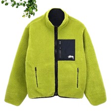 Stüssy Sherpa Reversible Moss Green Fleece Jacket Size L