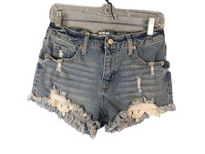 Mossimo Supply Co High Rise Short Blue Denim Shorts Cut-off Distressed Size 4/27