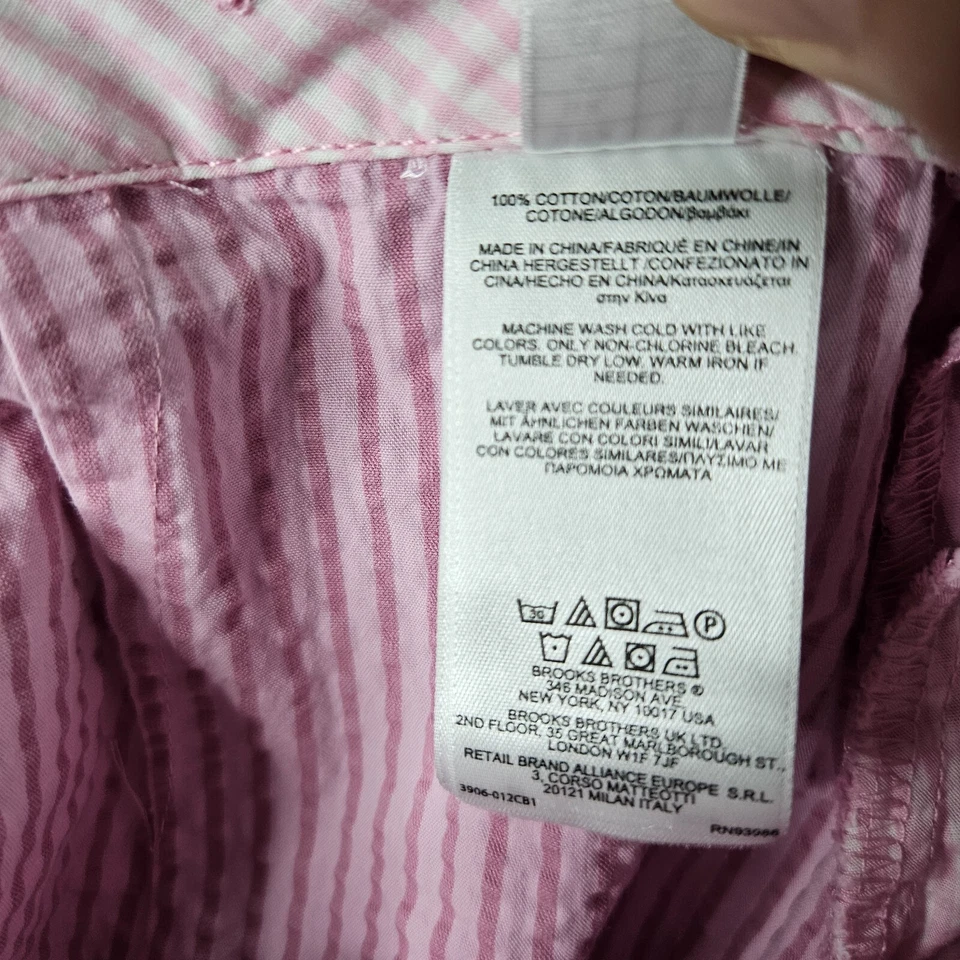 Falda polar roja ajustable Brooks Brothers para mujer 6 rayas rosas Seersucker Foto 2 de 4