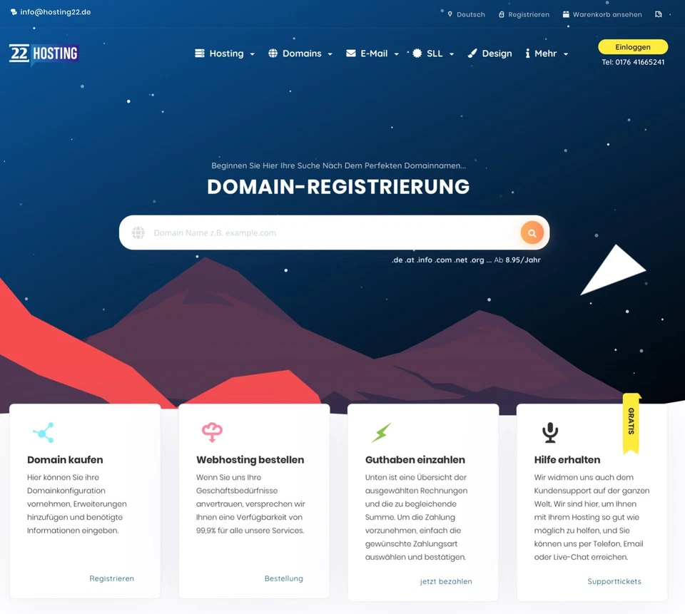 WebHosting Für Joomla, Wordpress, Php, Mysql - Hosting22.de - Porfessional 10GB