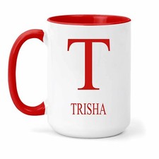 Trisha Nom & Initiales Tasse - Cadeau En Nombreux Couleurs Pour Thé Ou Café