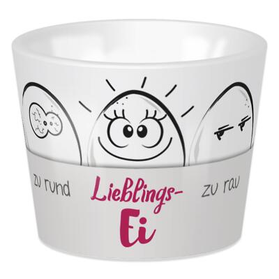 Niedlicher Sheepworld Eierbecher aus Porzellan mit lustigem Spruch ''Lieblingsei''