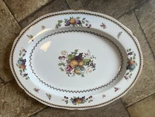 Exc. 12 3/4" Oval Serving PLATTER SPODE ROCKINGHAM Spring Butterfly flower fruit