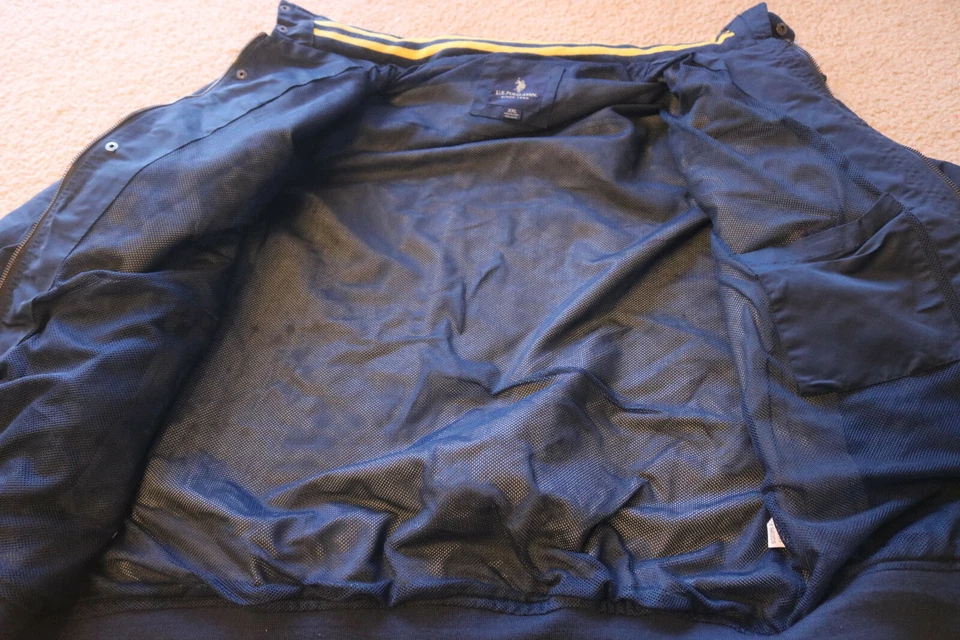 U.S. Polo ASSN. Men’s Navy & Yellow Full Zip Snap Button Jacket Hooded Size XXL - Image 4 of 4