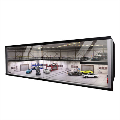 Diorama 1:64 Showroom Model LED Lighting Diecast Garage Display Case Building