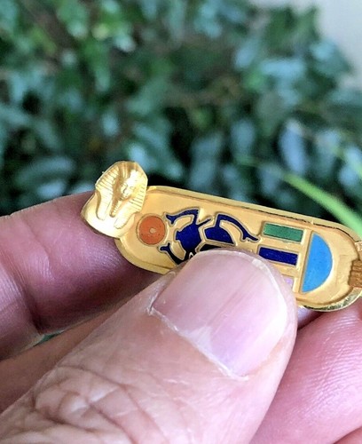 Gorgeous Fancy Design King TUT Mask Cartouche Pendant 18K Gold with Hard Enamel - Picture 8 of 12