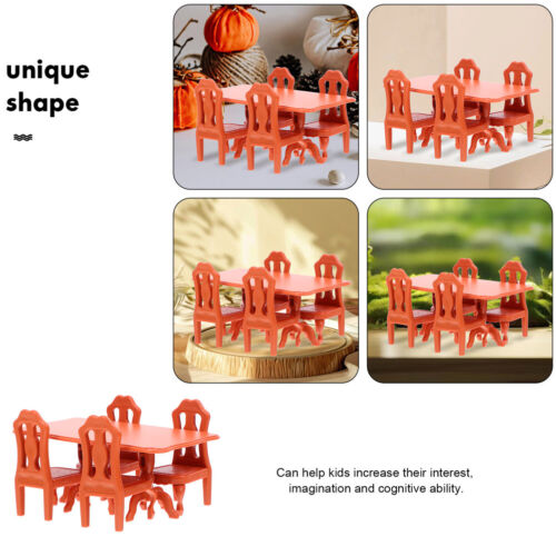 1 Set/5pcs Dollhouse Furnitures Mini Tables and Chairs for Kids Playing - Picture 6 of 12