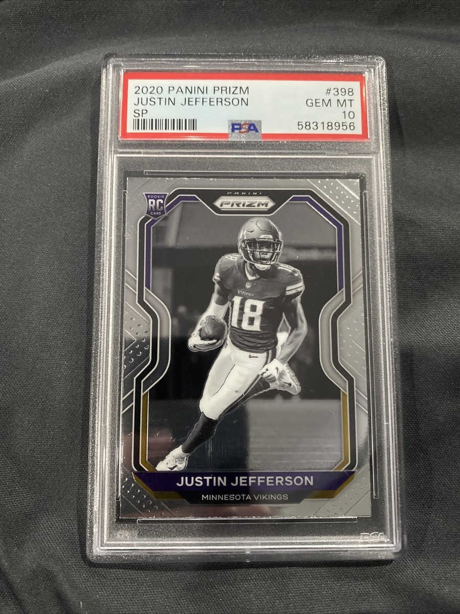 justin jefferson graded card Justin Jefferson NFL Panini 2021 #15 20/25 Minnesota Vikings RC PSA Mint 9  Encap main image 0