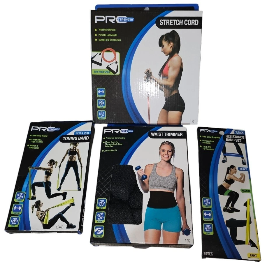 Pro Strength Stretch Cord, Toning Band, 3 pk Resistance Band, Waist Trimmer New