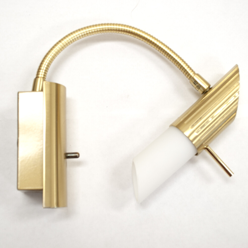 Litecraft Mizmo Wall Spotlight With White Glass Shade - Satin Brass Clearance