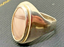 Vintage Sterling Silver South Western Agate Oval band Ring size 6