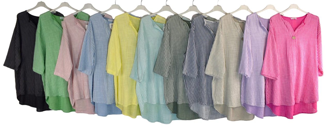 Cotton Linen Blend Summer Striped Top Lightweight Women's Oversized Cotton Top
Opens in a new window