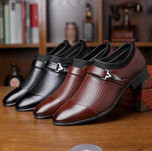 Men's Faux Leather Shoes Formal Business Dress Slip On Casual Oxfords Flats Pump - Picture 1 of 17