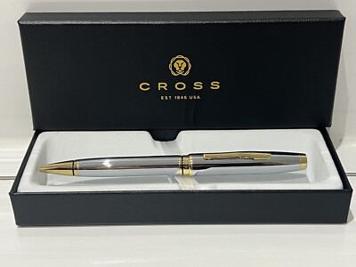 Cross Coventry Kugelschreiber Chrom Silber mit goldfarbener Zierleiste - mit Geschenkbox