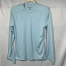 SIMMS COR3 S Long Sleeve Fishing Shirt Quick Dry Wicking Lt Blue Polyester