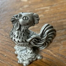 Vintage Pewter Rooster Hudson 1981 Heavy Small Size Heavy Weight
