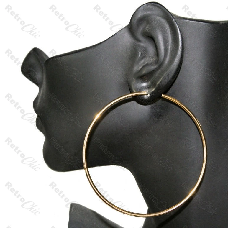 BIG 7cm HOOPS silver rose yellow gold plated HOOP EARRINGS metal FASHION 70mm
