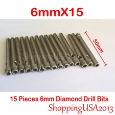 15Pcs 6mm Diamond Drill Bit Hole Saw Cutter Tool for Glass Marble Ceramic Tile