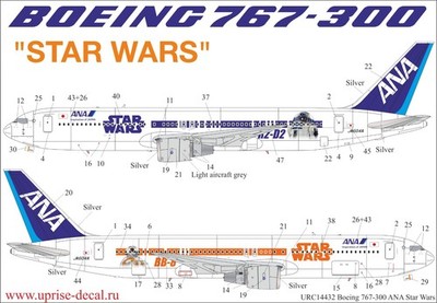 1:144 Decal Boeing 767-300 ANA ''STAR WARS'' - UpRise URC14432