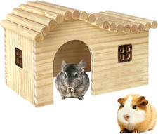 Guinea Pig Wood Hideout Hut with Window Small Animal Wooden House for Rat Chinch