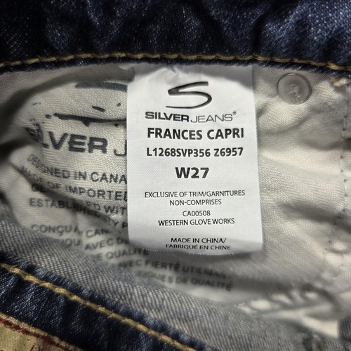 Silver Jeans Frances Capri Womens 27 Denim Stretch Distressed Mid Rise Pants - Picture 7 of 12
