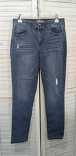 Democracy Ab Solution Women's Sz 10 Blue Skinny Dark Distressed Stretch Jeans