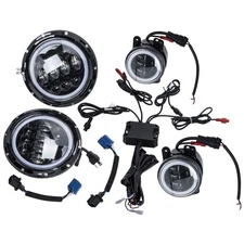LED Lighting Kit 7" Headlight 4" Fog For Jeep Wrangler TJ LJ 1997-2006 H4 H13