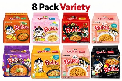 Samyang Buldak Ramen 8 Pack Variety Spicy Korean Noodles Mixed Flavors Bundle