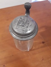 Alter Glas Bierkrug Zinndeckel Löwenbräu München 10/20 Liter Bier Brauerei