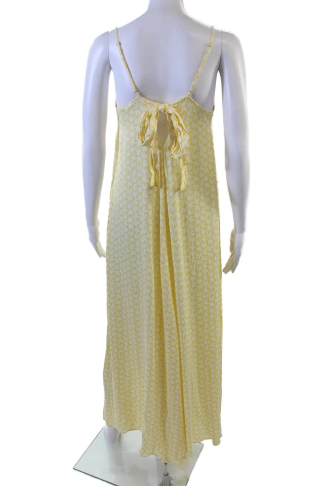 Vestido Zara Feminino com Alça de Espaguete Estampado Floral Midi Amarelo Branco XS/S - Imagem 3 de 4