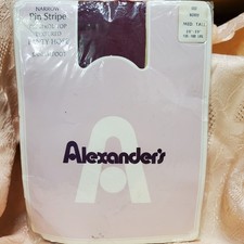 Alexanders Panty Hose BERRY Pin Stripe 1970 NOS Medium Tall 135-160 Lbs