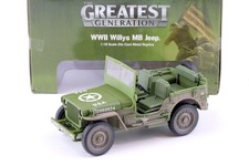 1:18 Car World 1941 WWII WILLYS MB JEEP US ARMY Green Olive Dirty Version