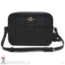 Coach Camera Bag Women'S Signature Embossed Leather Black Shoulder C5897 Kiwami