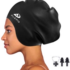 Badekappe Silikon extra groß Damen Herren Schwimmen Schutz gegen Chlor Wasser...