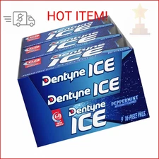 Dentyne Ice Peppermint Sugar Free Gum, 9 Packs of 16 Pieces (144 Total Pieces)