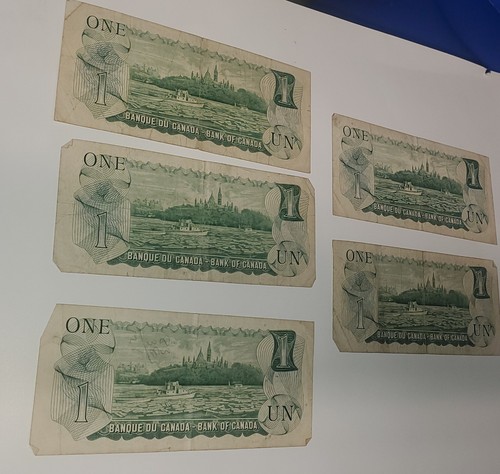 5 x 1973 Canada $1 One Dollar, STAR * Replacement note, 5 banknote lot, QEII - Picture 9 of 14