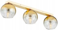 Deckenlampe 3-Flammig Glas Metall Gold L:60 Cm E27 Deckenleuchte Wohnzimmer