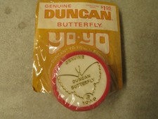 Vintage Yo-Yo Genuine Duncan Butterfly Red White 2" MIP