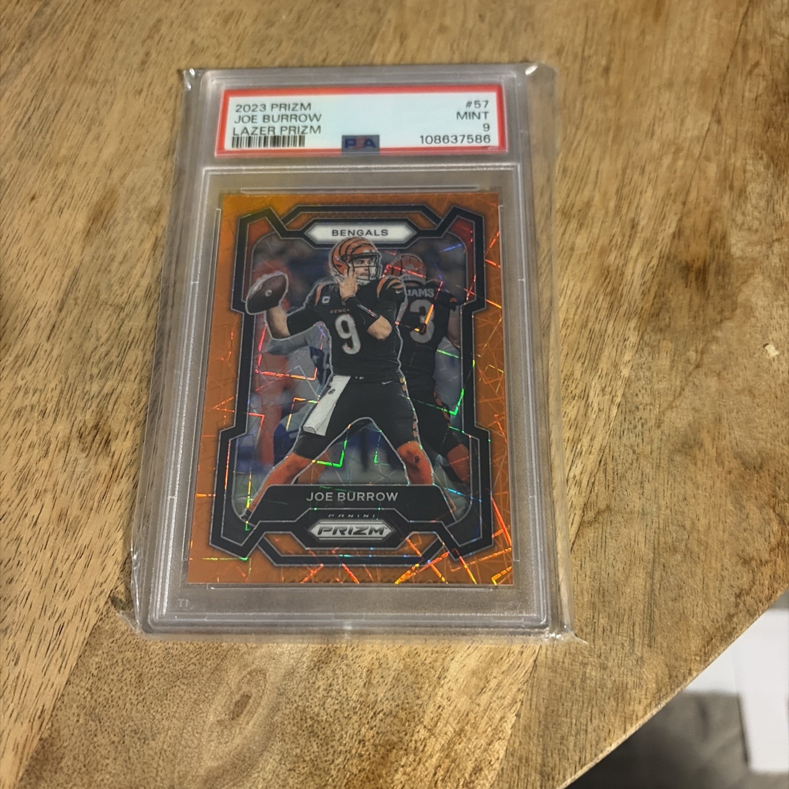 JOE BURROW 2023 Panini Prizm Lazer #57 PSA 9 Mint Bengals LSU