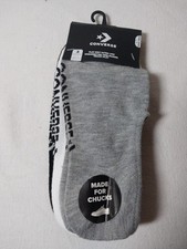3-Pair New Converse Women's Flat Knit Ultra Low Socks White Gray Black Size 4-10