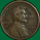 1923-S Lincoln Wheat Cent Fine F Coin, Corrosion #34337