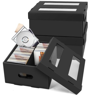 CD Storage Box,3 Pack Cardboard CD Case Storage with 2 Compartments,Holds 180...