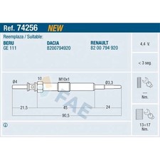 1x ORIGINAL® Fae 74256 Glühkerze für Renault MEGANE III Grandtour MEGANE III