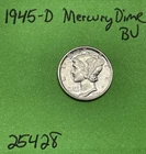 1945-D Mercury Dime 10c BU Uncirculated Coin  90% Silver