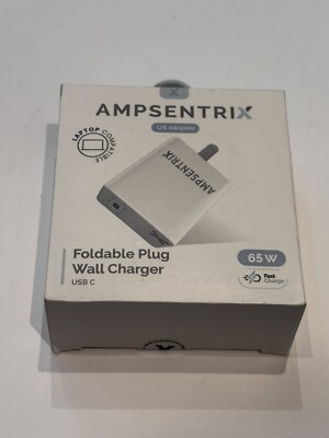 AMPSENTRIX US Adapter 65W Laptop Compatible USB-C Input:AC 100-240V  